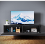 TV komoda, visoki sjaj, crna, 160 x 40 x 30 cm - Image 4