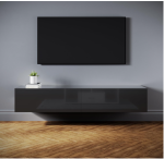 TV komoda, visoki sjaj, crna, 160 x 40 x 30 cm - Image 6