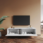 TV komoda, bijela, visoki sjaj, 140x40x30 cm - Image 3