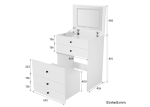 LED stolić za šminkanje 3 u 1, bijeli, 83x45x60 cm - Image 2