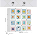 DIY Ormarić za odlaganje, za djecu, 16 kocki, 123x41x123 - Image 2