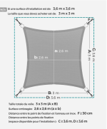 Jedro za sjenu 3x3 m, svijetlosivo - Image 2