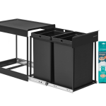Ugradbena kanta za smeće, 2 x 20 L, crna